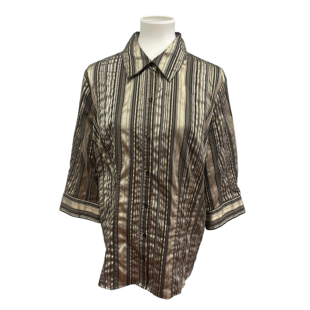 Lot of 2 Apt 9 Womens 1X 3/4 Sleeve PolyCotton Essential Button Down Shirts - Picture 2 of 11